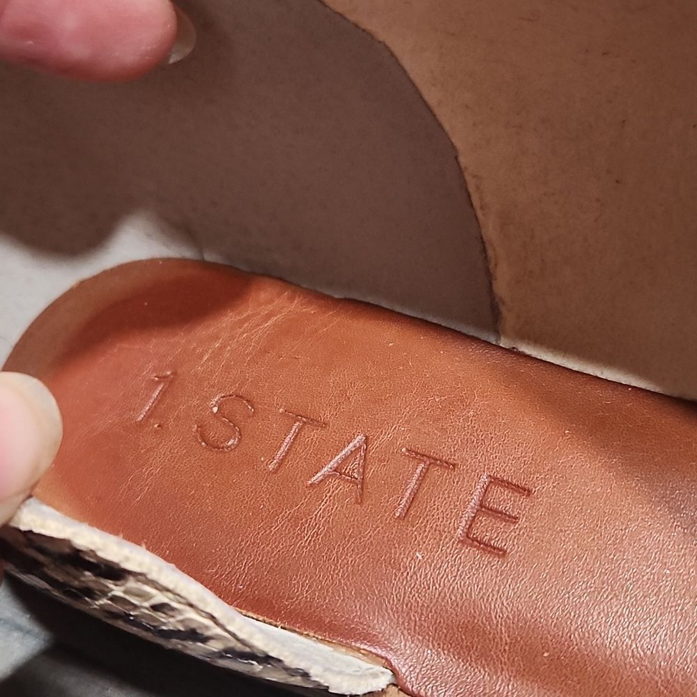 Celvin Faux Snake Print Leather 1.State Sandals - Picture 3 of 8